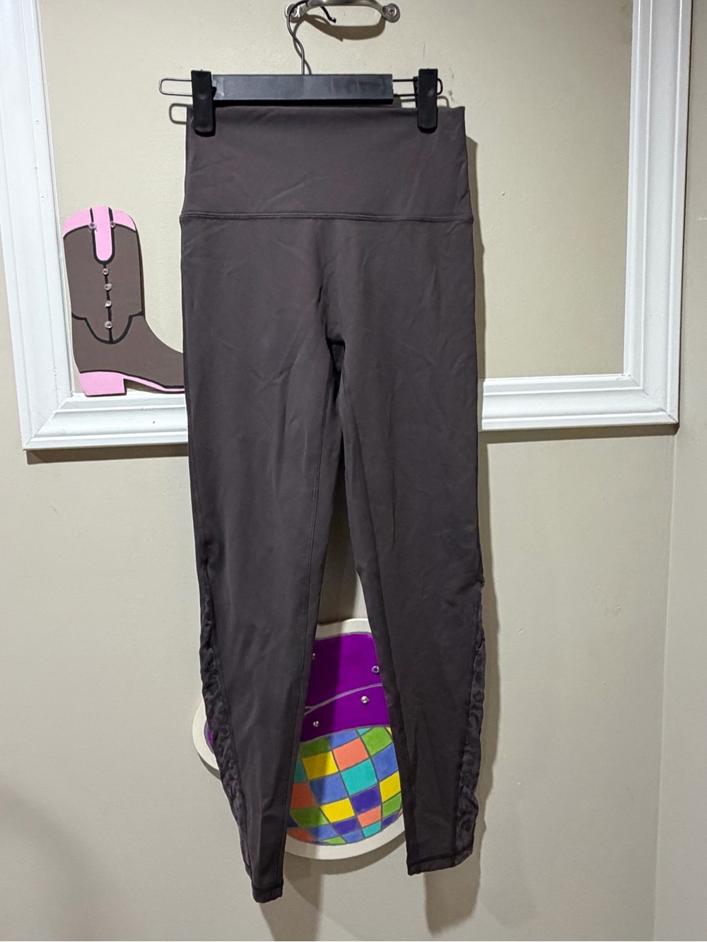 aerie Brown High-Waist Leggings with Side Mesh Detail
